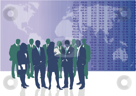 To use this stock image in your creative project, please select the size you need over to the right and click the "Add to Cart" button.
Your downloaded image will come with the Cutcaster watermark removed so don’t worry about the watermark you see on this page. World business people stock vector clipart, Vector illustration of World business people and entrepreneurs by Čerešňák