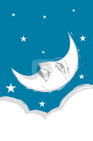 To use this stock image in your creative project, please select the size you need over to the right and click the "Add to Cart" button.
Your downloaded image will come with the Cutcaster watermark removed so don’t worry about the watermark you see on this page. Crescent Moon face stock vector clipart, Crescent Moon Face with clouds and stars. by Jeffrey Thompson