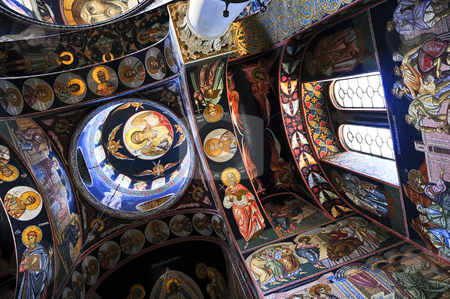 To use this stock image in your creative project, please select the size you need over to the right and click the "Add to Cart" button.
Your downloaded image will come with the Cutcaster watermark removed so don’t worry about the watermark you see on this page. Church interior stock photo, Interior of orthodox christian St. George church in Topola, Serbia by Elena Elisseeva