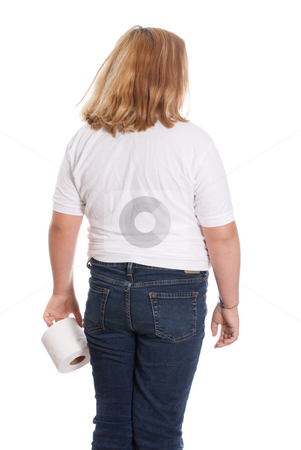To use this stock image in your creative project, please select the size you need over to the right and click the "Add to Cart" button.
Your downloaded image will come with the Cutcaster watermark removed so don’t worry about the watermark you see on this page. Girl Holding Toilet Paper stock photo, A young girl holding the toilet paper and walking away from the camera, isolated against a white background by Richard Nelson