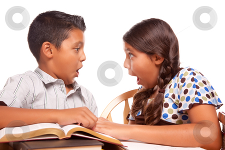 To use this stock image in your creative project, please select the size you need over to the right and click the "Add to Cart" button.
Your downloaded image will come with the Cutcaster watermark removed so don’t worry about the watermark you see on this page. Hispanic Brother and Sister Having Fun Studying stock photo, Hispanic Brother and Sister Having Fun Studying Together Isolated on a White Background. by Andy Dean
