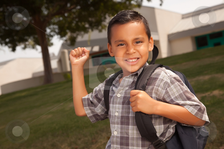 To use this stock image in your creative project, please select the size you need over to the right and click the "Add to Cart" button.
Your downloaded image will come with the Cutcaster watermark removed so don’t worry about the watermark you see on this page. Happy Young Hispanic Boy Ready for School stock photo, Happy Young Hispanic Boy with Backpack Ready for School. by Andy Dean