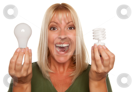 To use this stock image in your creative project, please select the size you need over to the right and click the "Add to Cart" button.
Your downloaded image will come with the Cutcaster watermark removed so don’t worry about the watermark you see on this page. Woman Holds Energy Saving and Regular Light Bulbs stock photo, Woman Holds Energy Saving and Regular Light Bulbs Isolated on a White Background. by Andy Dean