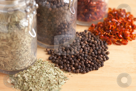 To use this stock image in your creative project, please select the size you need over to the right and click the "Add to Cart" button.
Your downloaded image will come with the Cutcaster watermark removed so don’t worry about the watermark you see on this page. Bottles of Various Spices stock photo, Glass Bottles of Various Cooking Spices by Andy Dean