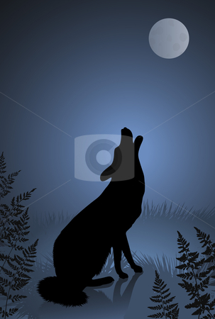 To use this stock image in your creative project, please select the size you need over to the right and click the "Add to Cart" button.
Your downloaded image will come with the Cutcaster watermark removed so don’t worry about the watermark you see on this page. Wild wolf / coyote howling at the full moon stock vector clipart, Wild wolf / coyote howling at the full moon
Original vector illustration by L Belomlinsky