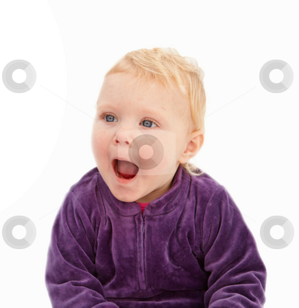 To use this stock image in your creative project, please select the size you need over to the right and click the "Add to Cart" button.
Your downloaded image will come with the Cutcaster watermark removed so don’t worry about the watermark you see on this page. Surprise - Cute little girl looking shocked stock photo, Surprise - Cute little girl looking shocked on white by Phillip Dyhr Hobbs