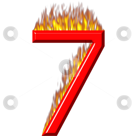 number 7 on fire