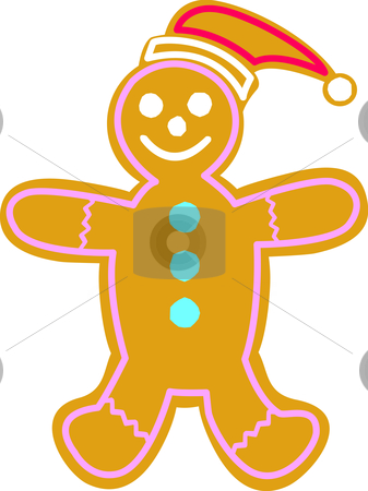 To use this stock image in your creative project, please select the size you need over to the right and click the "Add to Cart" button.
Your downloaded image will come with the Cutcaster watermark removed so don’t worry about the watermark you see on this page. Gingerbread Man stock vector clipart, Happy gingerbread man with Santa Hat. by Jamie Slavy