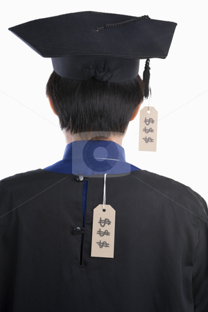To use this stock image in your creative project, please select the size you need over to the right and click the "Add to Cart" button.
Your downloaded image will come with the Cutcaster watermark removed so don’t worry about the watermark you see on this page. Backside of graduated student with expensive tag stock photo, Backside of graduated student with expensive tag by Rudyanto Wijaya