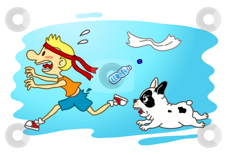 To use this stock image in your creative project, please select the size you need over to the right and click the "Add to Cart" button.
Your downloaded image will come with the Cutcaster watermark removed so don’t worry about the watermark you see on this page. Dog Attack stock vector clipart, Image of a man who is running away from a dog attack. by Verapol Chaiyapin