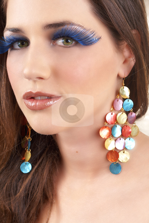 To use this stock image in your creative project, please select the size you need over to the right and click the "Add to Cart" button.
Your downloaded image will come with the Cutcaster watermark removed so don’t worry about the watermark you see on this page. Portrait of beautiful brunette woman stock photo, Portrait of a beautiful young brunette woman with dramatic glamour make-up and fashionable earrings by Elena Weber (nee Talberg)