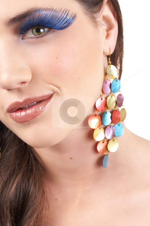 To use this stock image in your creative project, please select the size you need over to the right and click the "Add to Cart" button.
Your downloaded image will come with the Cutcaster watermark removed so don’t worry about the watermark you see on this page. Portrait of beautiful brunette woman stock photo, Portrait of a beautiful young brunette woman with dramatic glamour make-up and fashionable earrings by Elena Weber (nee Talberg)