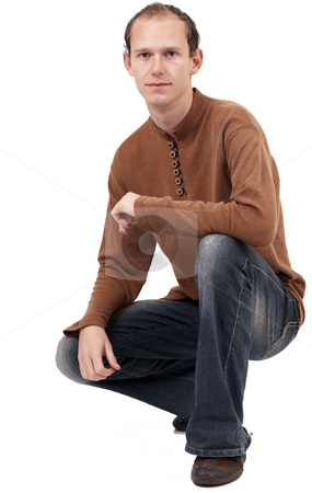To use this stock image in your creative project, please select the size you need over to the right and click the "Add to Cart" button.
Your downloaded image will come with the Cutcaster watermark removed so don’t worry about the watermark you see on this page. Young caucasian man sitting down stock photo, Young caucasian man wearing trendy clothes sitting down. Isolated on white background with copy space by Elena Weber (nee Talberg)