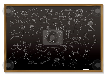 To use this stock image in your creative project, please select the size you need over to the right and click the "Add to Cart" button.
Your downloaded image will come with the Cutcaster watermark removed so don’t worry about the watermark you see on this page. Stick man blackboard stock vector clipart, School black board with childish chalk drawing of people by Michael Travers