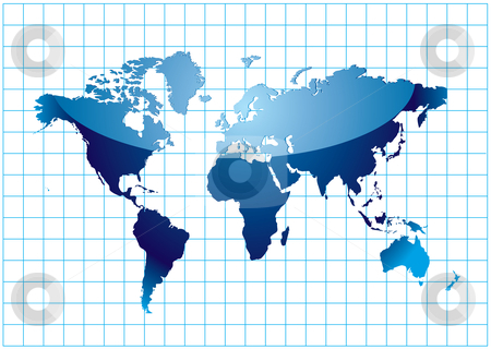 To use this stock image in your creative project, please select the size you need over to the right and click the "Add to Cart" button.
Your downloaded image will come with the Cutcaster watermark removed so don’t worry about the watermark you see on this page. Grid world stock vector clipart, Blue world map with mesh and light reflection by Michael Travers