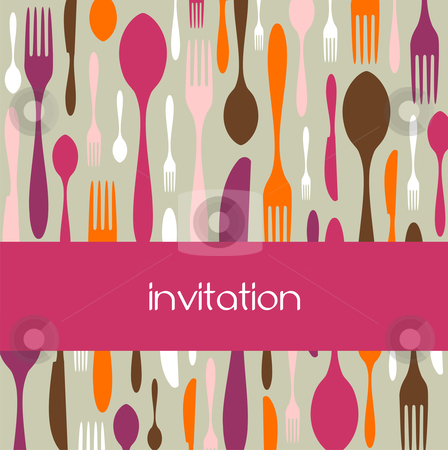 To use this stock image in your creative project, please select the size you need over to the right and click the "Add to Cart" button.
Your downloaded image will come with the Cutcaster watermark removed so don’t worry about the watermark you see on this page. Cutlery pattern invitation stock vector clipart, Food, restaurant, menu design with cutlery silhouette background. Warm colors. Suitable as invitation dinner card. Vector avaliable by Cienpies Design