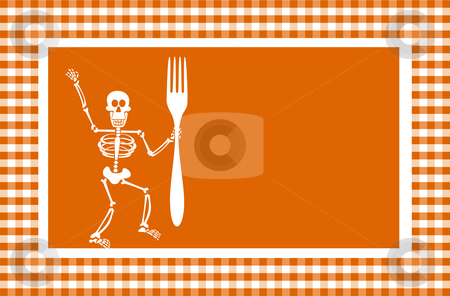 To use this stock image in your creative project, please select the size you need over to the right and click the "Add to Cart" button.
Your downloaded image will come with the Cutcaster watermark removed so don’t worry about the watermark you see on this page. Halloween Skeleton Background stock vector clipart, Halloween skeleton holding a fork in a grid framework. Orange background. Vector available by Cienpies Design