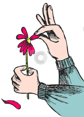To use this stock image in your creative project, please select the size you need over to the right and click the "Add to Cart" button.
Your downloaded image will come with the Cutcaster watermark removed so don’t worry about the watermark you see on this page. Love question: hands plucking off the petals of a red flower stock vector clipart, Hands plucking off the petals of a red flower on white background. Vector available by Cienpies Design