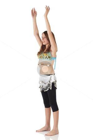 To use this stock image in your creative project, please select the size you need over to the right and click the "Add to Cart" button.
Your downloaded image will come with the Cutcaster watermark removed so don’t worry about the watermark you see on this page. Young belly dancing girl stock photo, Young Caucasian belly dancing girl in beautiful decorated clothes on white background and reflective floor. Not isolated by Sean Nel