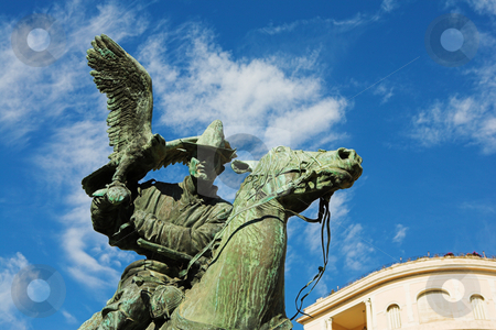 To use this stock image in your creative project, please select the size you need over to the right and click the "Add to Cart" button.
Your downloaded image will come with the Cutcaster watermark removed so don’t worry about the watermark you see on this page. Menton #16 stock photo, Statues of the falconers in the public square at menton by Sean Nel