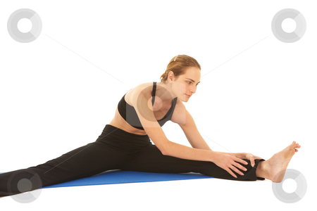 To use this stock image in your creative project, please select the size you need over to the right and click the "Add to Cart" button.
Your downloaded image will come with the Cutcaster watermark removed so don’t worry about the watermark you see on this page. Pilates exercise series stock photo, Fit young brunette pilates instructor showing different exercises on a white background a blue yoga mat. White background NOT ISOLATED by Sean Nel