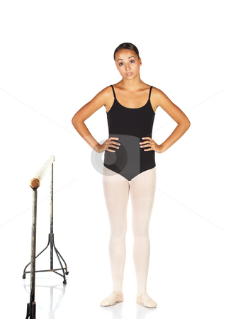 To use this stock image in your creative project, please select the size you need over to the right and click the "Add to Cart" button.
Your downloaded image will come with the Cutcaster watermark removed so don’t worry about the watermark you see on this page. Ballet Steps stock photo, Tired young caucasian ballerina girl on white background and reflective white floor next to a barre. Not Isolated. by Sean Nel