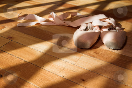 To use this stock image in your creative project, please select the size you need over to the right and click the "Add to Cart" button.
Your downloaded image will come with the Cutcaster watermark removed so don’t worry about the watermark you see on this page. Pointe Shoes on studio floor stock photo, Pair of Ballet shoes lying on a wooden studio floor by Sean Nel