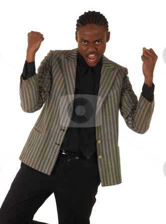 To use this stock image in your creative project, please select the size you need over to the right and click the "Add to Cart" button.
Your downloaded image will come with the Cutcaster watermark removed so don’t worry about the watermark you see on this page. Black Businessman stock photo, Black African businessman on a white background in various positions, stances and with various facial expressions. Part of a series - NOT ISOLATED by Sean Nel