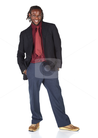 To use this stock image in your creative project, please select the size you need over to the right and click the "Add to Cart" button.
Your downloaded image will come with the Cutcaster watermark removed so don’t worry about the watermark you see on this page. Handsome African businessman stock photo, Handsome African businessman with glasses in black suit on white background. Not isolated by Sean Nel