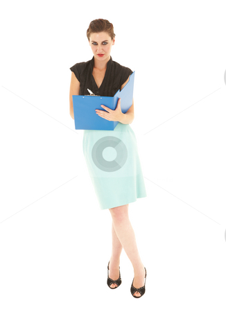 To use this stock image in your creative project, please select the size you need over to the right and click the "Add to Cart" button.
Your downloaded image will come with the Cutcaster watermark removed so don’t worry about the watermark you see on this page. Young caucasian businesswoman stock photo, Young adult brunette businesswoman in a black office outfit on a white background. by Sean Nel