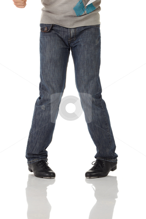 To use this stock image in your creative project, please select the size you need over to the right and click the "Add to Cart" button.
Your downloaded image will come with the Cutcaster watermark removed so don’t worry about the watermark you see on this page. Single tap dancer stock photo, Single male tap dancer wearing jeans showing various steps in studio with white background and reflective floor. Not isolated by Sean Nel