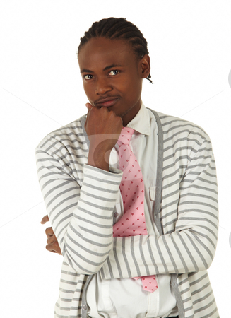 To use this stock image in your creative project, please select the size you need over to the right and click the "Add to Cart" button.
Your downloaded image will come with the Cutcaster watermark removed so don’t worry about the watermark you see on this page. Black Businessman stock photo, Black African businessman on a white background in various positions, stances and with various facial expressions. Part of a series - NOT ISOLATED by Sean Nel