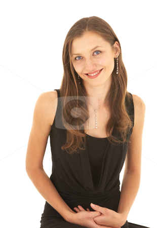To use this stock image in your creative project, please select the size you need over to the right and click the "Add to Cart" button.
Your downloaded image will come with the Cutcaster watermark removed so don’t worry about the watermark you see on this page. Sexy brunette businesswoman stock photo, Sexy young adult Caucasian businesswoman in a formal black dress on a white background, not isolated by Sean Nel