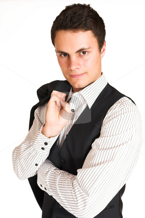 To use this stock image in your creative project, please select the size you need over to the right and click the "Add to Cart" button.
Your downloaded image will come with the Cutcaster watermark removed so don’t worry about the watermark you see on this page. Businessman #114 stock photo, Businessman holding jacket. Portrait. by Sean Nel