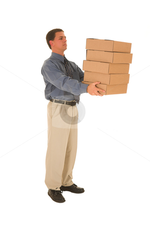 To use this stock image in your creative project, please select the size you need over to the right and click the "Add to Cart" button.
Your downloaded image will come with the Cutcaster watermark removed so don’t worry about the watermark you see on this page. Businessman #97 stock photo, Man carrying boxes. by Sean Nel