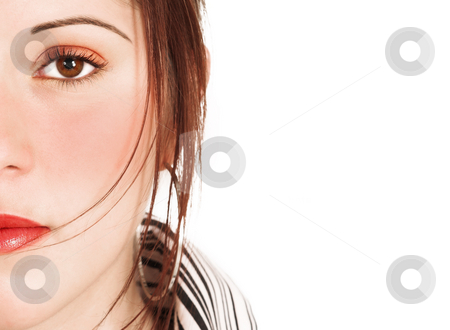 To use this stock image in your creative project, please select the size you need over to the right and click the "Add to Cart" button.
Your downloaded image will come with the Cutcaster watermark removed so don’t worry about the watermark you see on this page. Face of a beautiful woman with saturated make-up stock photo, Close-up of the face of a beautiful brunette woman isolated on white by Sean Nel