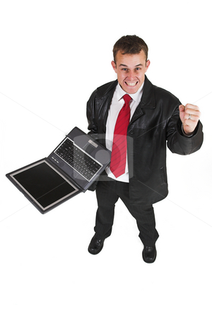 To use this stock image in your creative project, please select the size you need over to the right and click the "Add to Cart" button.
Your downloaded image will come with the Cutcaster watermark removed so don’t worry about the watermark you see on this page. Businessman #51 stock photo, Business man standing with Notebook Computer by Sean Nel