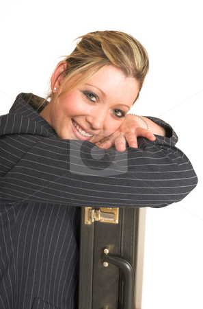 To use this stock image in your creative project, please select the size you need over to the right and click the "Add to Cart" button.
Your downloaded image will come with the Cutcaster watermark removed so don’t worry about the watermark you see on this page. Laura Hopton #29 stock photo, Business woman leaning on suitcase by Sean Nel