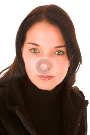 To use this stock image in your creative project, please select the size you need over to the right and click the "Add to Cart" button.
Your downloaded image will come with the Cutcaster watermark removed so don’t worry about the watermark you see on this page. Woman #20 stock photo, Dark haired woman with green eyes by Sean Nel