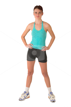 To use this stock image in your creative project, please select the size you need over to the right and click the "Add to Cart" button.
Your downloaded image will come with the Cutcaster watermark removed so don’t worry about the watermark you see on this page. Gym #107 stock photo, Woman standing with hands on her hips and smiling. by Sean Nel