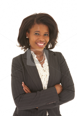 To use this stock image in your creative project, please select the size you need over to the right and click the "Add to Cart" button.
Your downloaded image will come with the Cutcaster watermark removed so don’t worry about the watermark you see on this page. Beautiful African businesswoman stock photo, Beautiful African businesswoman with short hair in black suit on white background. NOT ISOLATED by Sean Nel
