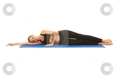 To use this stock image in your creative project, please select the size you need over to the right and click the "Add to Cart" button.
Your downloaded image will come with the Cutcaster watermark removed so don’t worry about the watermark you see on this page. Pilates exercise series stock photo, Fit young brunette pilates instructor showing different exercises on a white background a blue yoga mat. White background NOT ISOLATED by Sean Nel