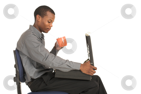 To use this stock image in your creative project, please select the size you need over to the right and click the "Add to Cart" button.
Your downloaded image will come with the Cutcaster watermark removed so don’t worry about the watermark you see on this page. Businessman #162 stock photo, Businessman sitting on chair, holding a cup and looking down at the suitcase on his lap. Copy space. by Sean Nel