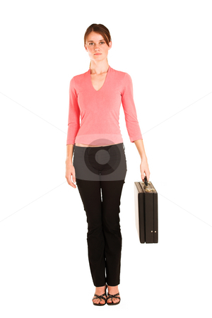 To use this stock image in your creative project, please select the size you need over to the right and click the "Add to Cart" button.
Your downloaded image will come with the Cutcaster watermark removed so don’t worry about the watermark you see on this page. Business Woman #429 stock photo, Brunette business woman in an informal light pink shirt. Holding a black leather suitcase. by Sean Nel