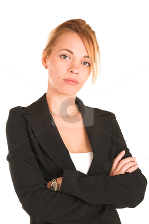 To use this stock image in your creative project, please select the size you need over to the right and click the "Add to Cart" button.
Your downloaded image will come with the Cutcaster watermark removed so don’t worry about the watermark you see on this page. Businesswoman #247 stock photo, Blonde business lady in formal black suit. Portrait, standing with arms crossed by Sean Nel