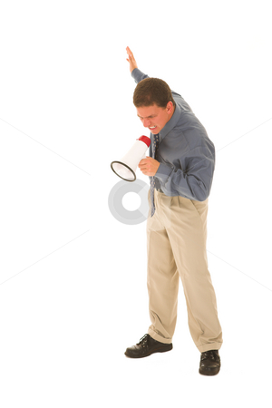 To use this stock image in your creative project, please select the size you need over to the right and click the "Add to Cart" button.
Your downloaded image will come with the Cutcaster watermark removed so don’t worry about the watermark you see on this page. Businessman #114 stock photo, Man yelling over a microphone. by Sean Nel