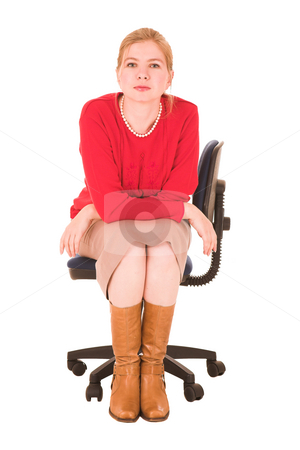 To use this stock image in your creative project, please select the size you need over to the right and click the "Add to Cart" button.
Your downloaded image will come with the Cutcaster watermark removed so don’t worry about the watermark you see on this page. Middle aged businesswoman stock photo, Blonde middle aged businesswoman with a red jersey and beige dress on a white background by Sean Nel