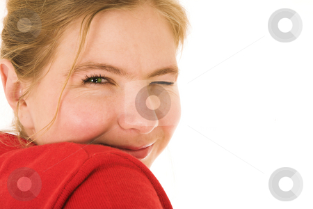 To use this stock image in your creative project, please select the size you need over to the right and click the "Add to Cart" button.
Your downloaded image will come with the Cutcaster watermark removed so don’t worry about the watermark you see on this page. Blonde woman #3 stock photo, Blonde woman with green eyes, One eye closed by Sean Nel