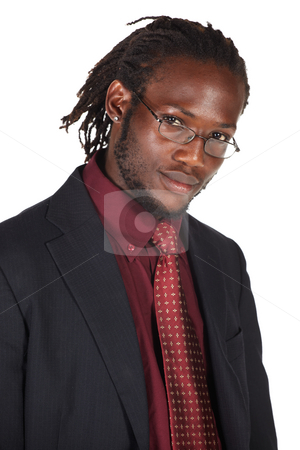 To use this stock image in your creative project, please select the size you need over to the right and click the "Add to Cart" button.
Your downloaded image will come with the Cutcaster watermark removed so don’t worry about the watermark you see on this page. Handsome African businessman stock photo, Handsome African businessman in suit wearing glasses on white background. NOT ISOLATED by Sean Nel