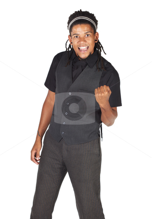 To use this stock image in your creative project, please select the size you need over to the right and click the "Add to Cart" button.
Your downloaded image will come with the Cutcaster watermark removed so don’t worry about the watermark you see on this page. Handsome African businessman stock photo, Handsome African businessman with long hair in black suit on white background. NOT ISOLATED by Sean Nel